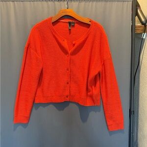 Vibrant Orange Button-Up Cardigan